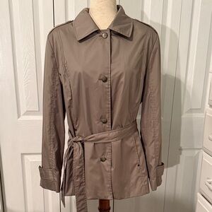 Utex Women's Light Beige Belted Trench Jacket Sz L